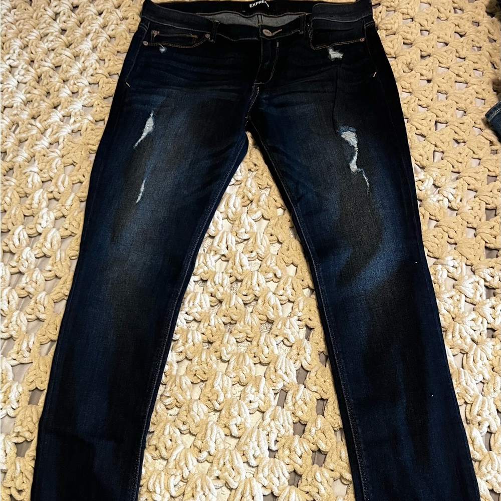 Express stretch denim legging mid rise 12 Long perfect for boots.